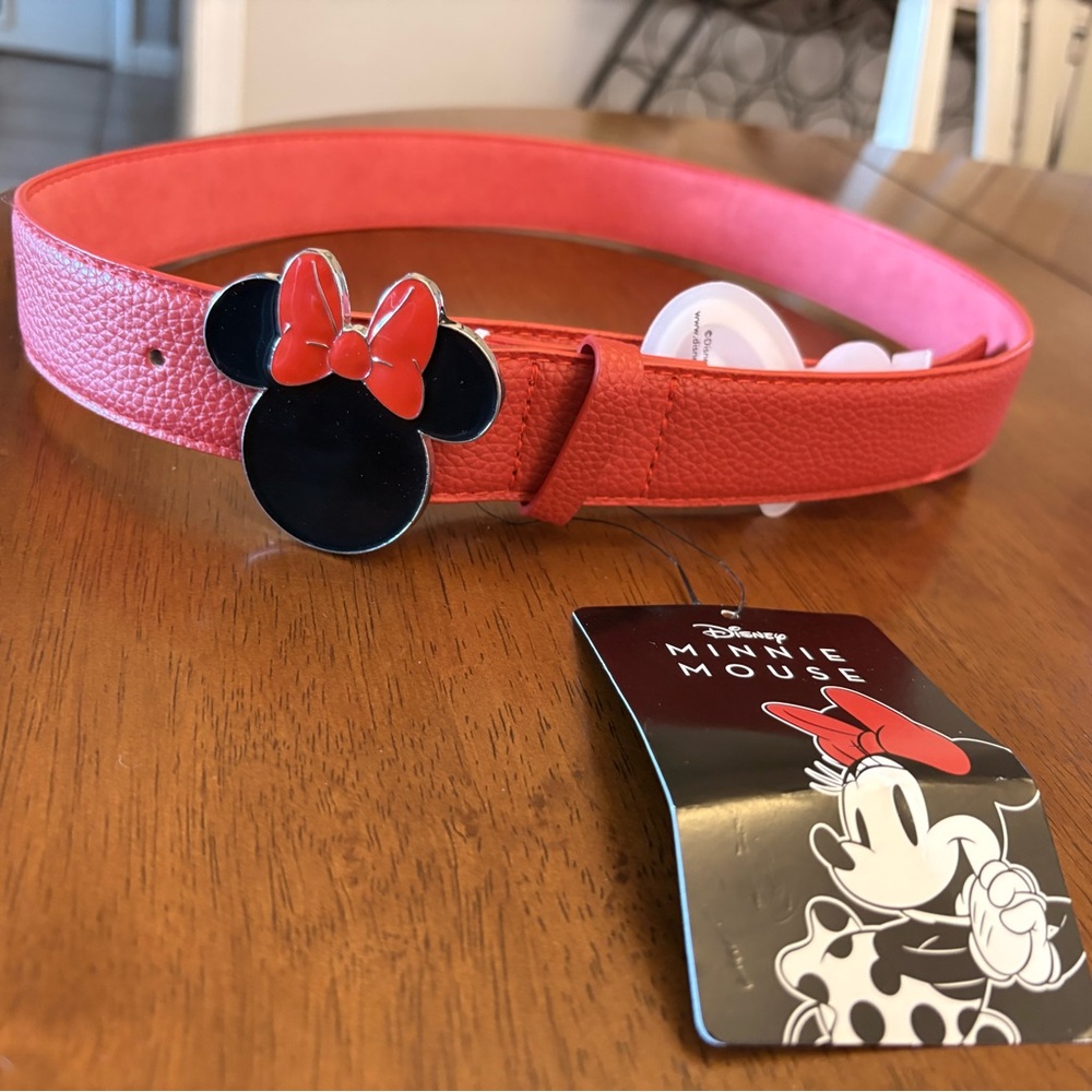 Disney Red Minnie Mouse Belt with Silver Logo Buckle size small